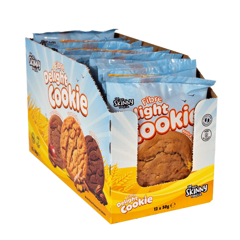 Skinny (HFSS-kompatibel) Æble- og kanelfiber Delight Cookie 12 x 50 g