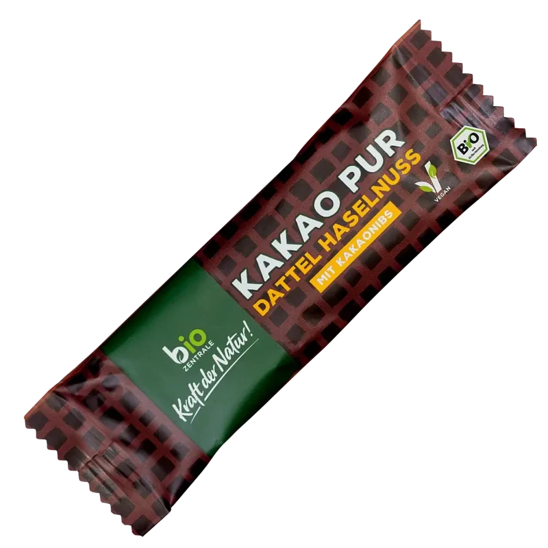 Riegel Kakao Pur Dattel Haselnuss