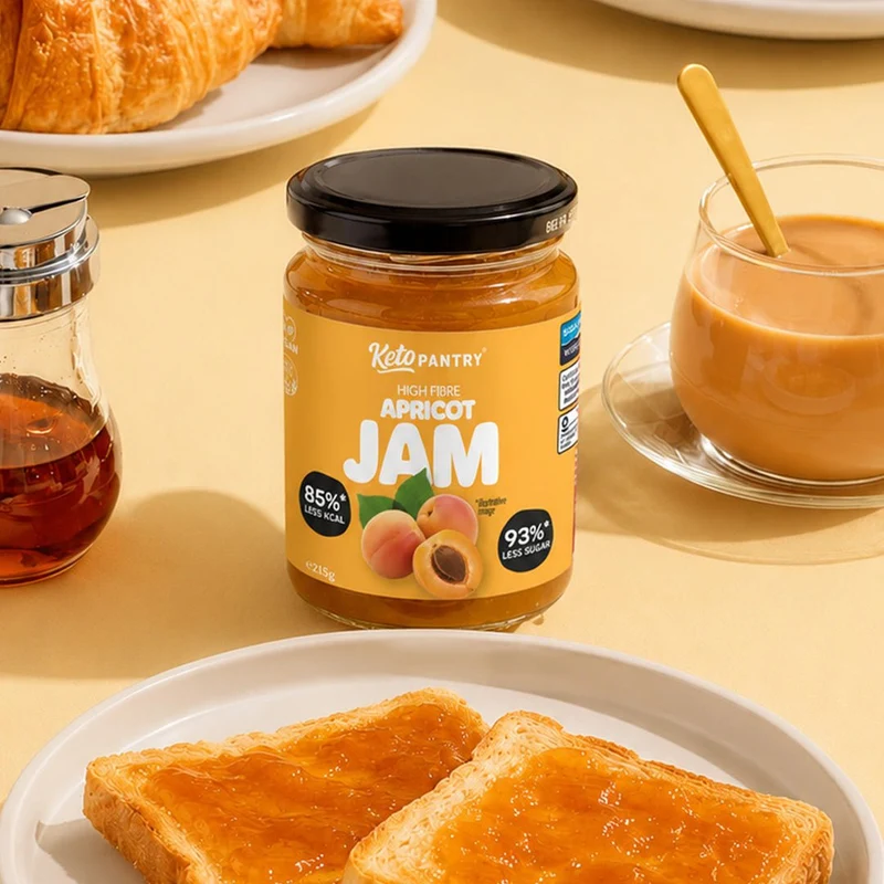 Keto Pantry Aprikosenmarmelade mit reduziertem Zuckergehalt – 215 g