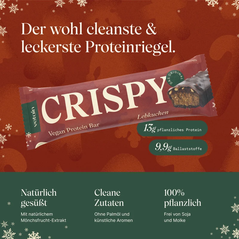 CRISPY veganer Proteinriegel - Lebkuchen (12er Pack)
