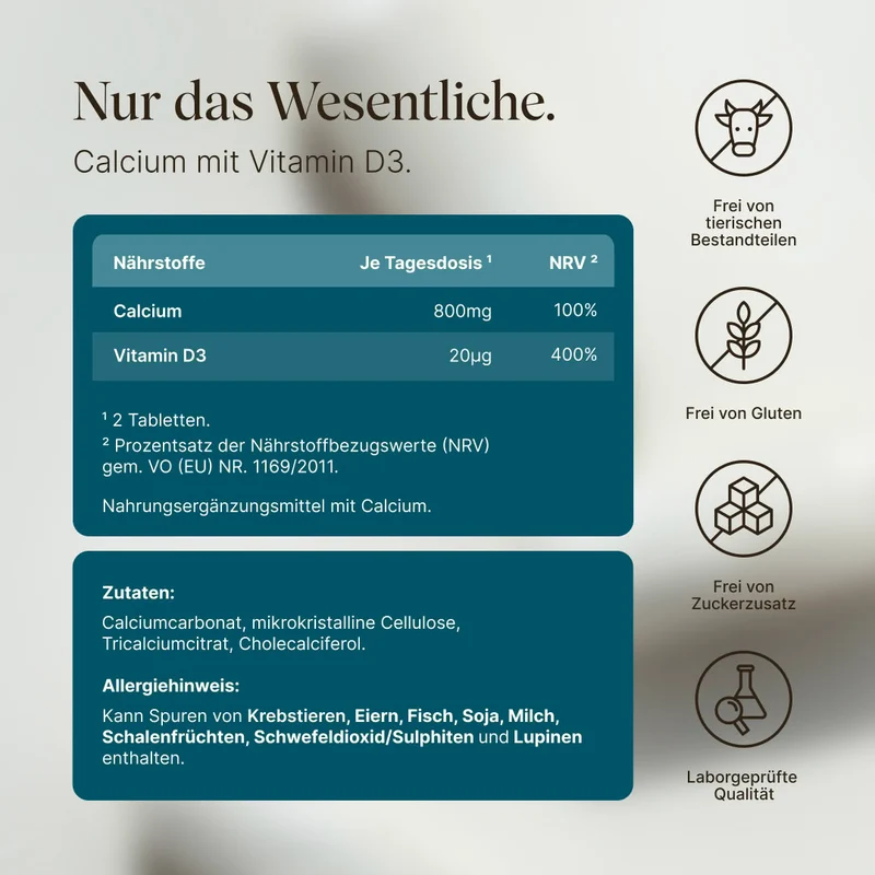Calcium Tabletten - Für Knochen, Muskeln & Nerven (180 Tabletten)