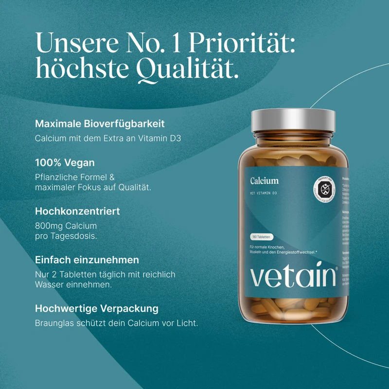 Calcium Tabletten - Für Knochen, Muskeln & Nerven (180 Tabletten)