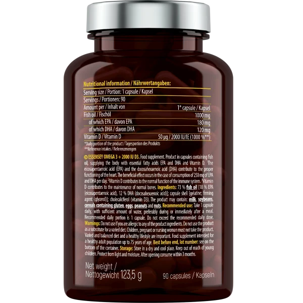 Essensey® OMEGA 3 + 2000 IU D3 (90 Kapseln)
