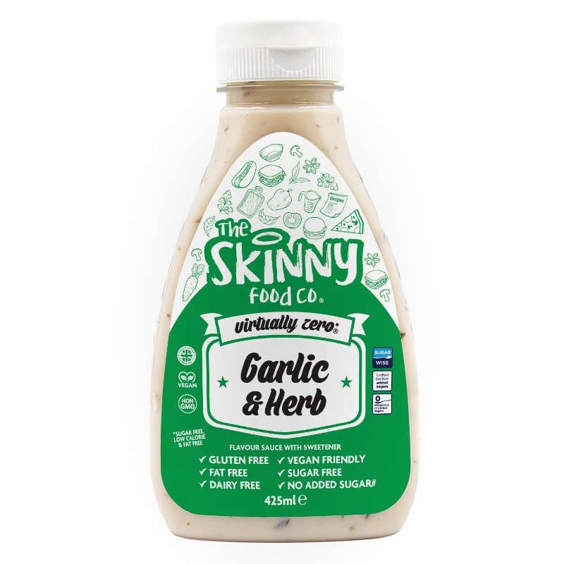 Knoblauch-Kräuter-Sauce – Zuckerfreie, fettarme Sauce – 425 ml