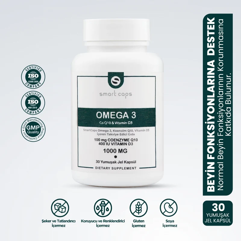 Smart Caps - Omega 3 en Co-Enzym Q10 en Vitamine D3 (30 Softgel)