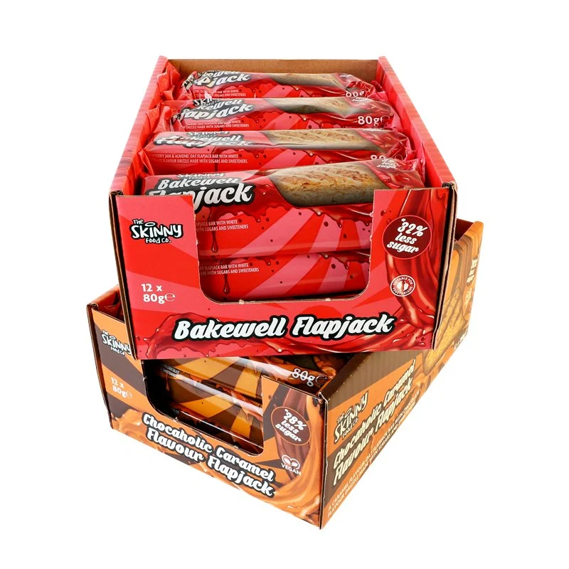 Skinny Food Co. Lavsukkerprotein Flapjacks 80g Æske x 12 (2 Smagsvarianter)