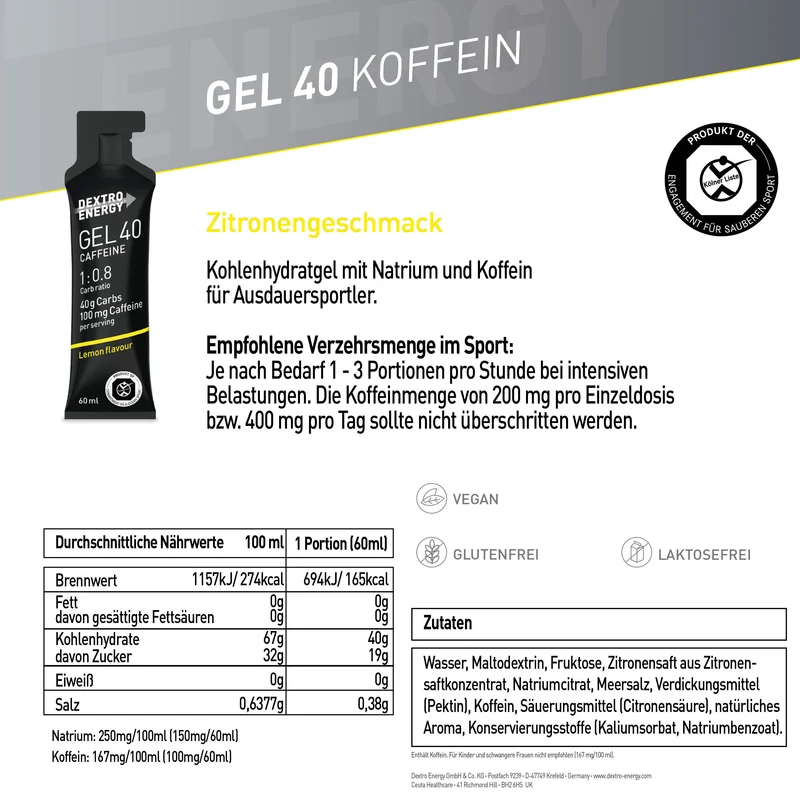 Gel 40 Lemon + Caffeine