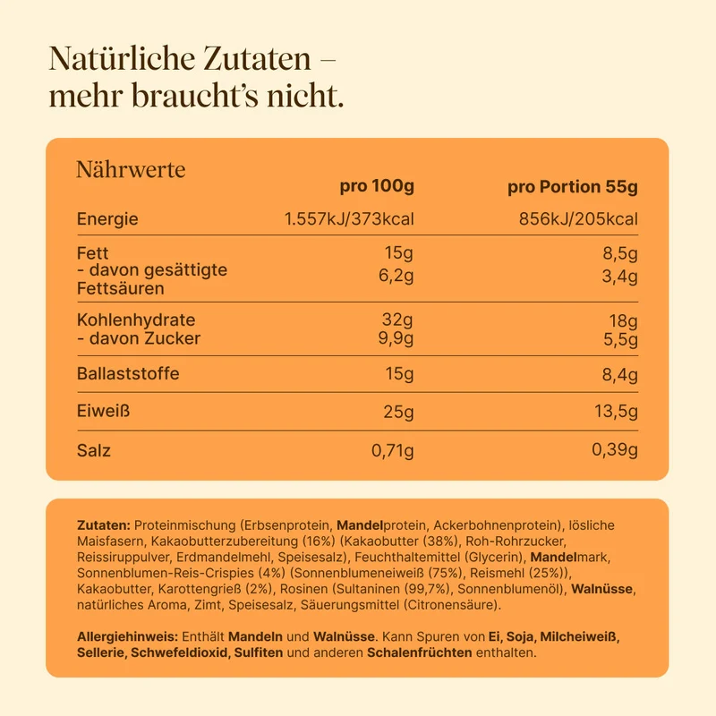 2für1: CRISPY veganer Proteinriegel - Carrot Cake (2x 12er Pack)