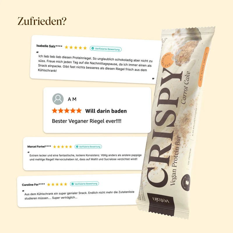 2für1: CRISPY veganer Proteinriegel - Carrot Cake (2x 12er Pack)