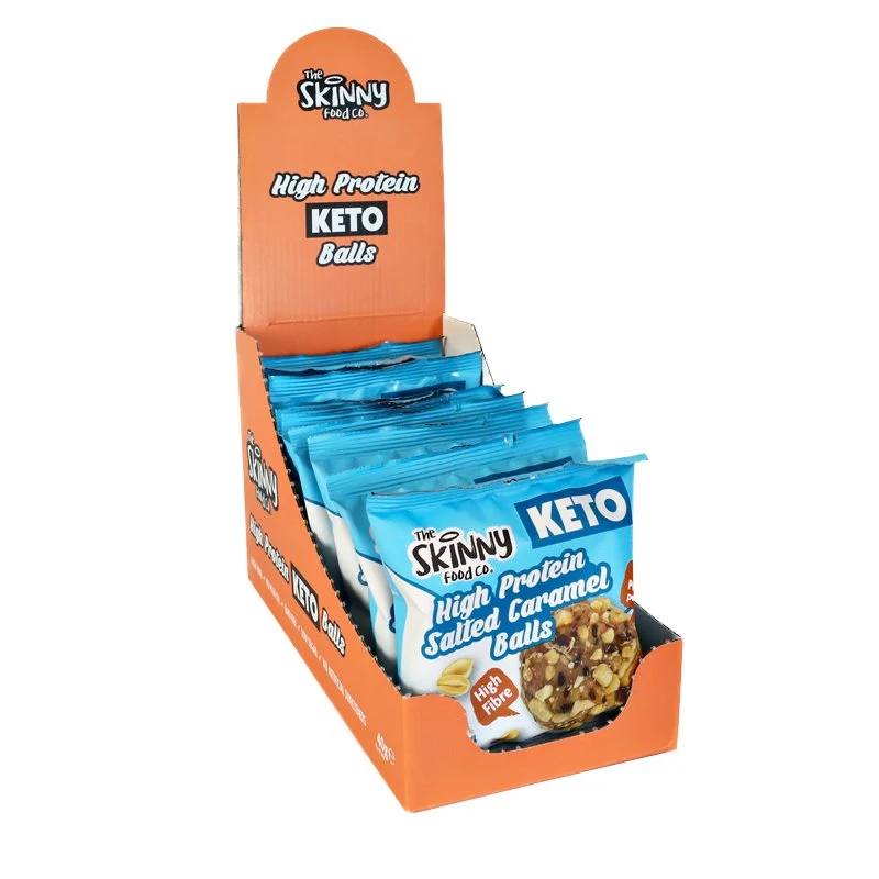 Proteinreiche, dünne KETO-Bällchen (8.8 g Protein pro Portion) – gesalzenes Karamell