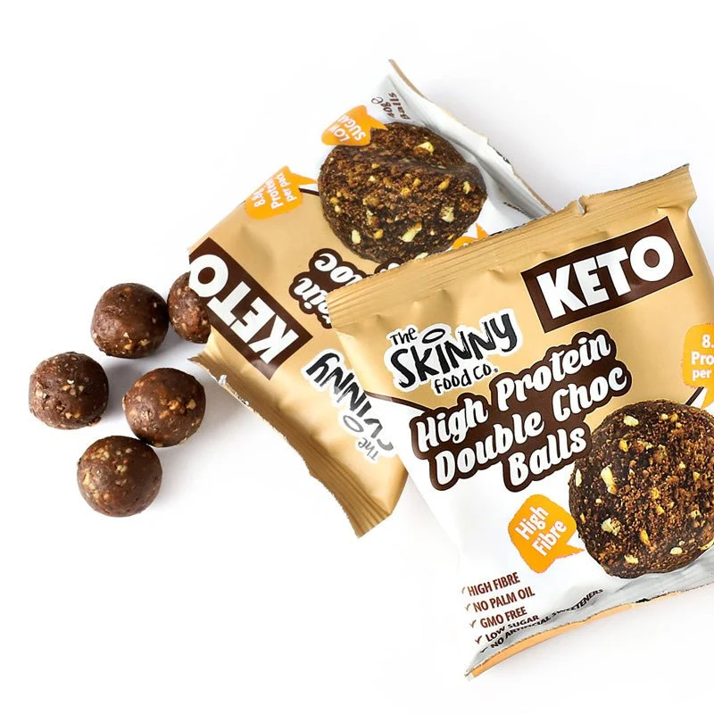 Skinny KETO-kugler med højt proteinindhold (8.8 g protein pr. portion) - Dobbelt chokolade