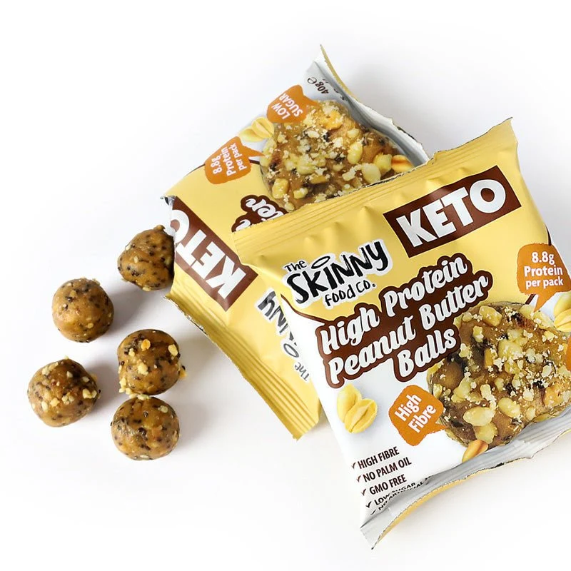 Proteinreiche, dünne KETO-Bällchen (8.8 g Protein pro Portion) – Erdnussbutter