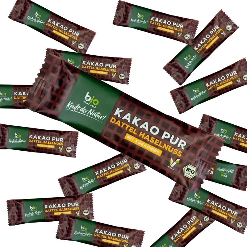 Riegel Kakao Pur Dattel Haselnuss