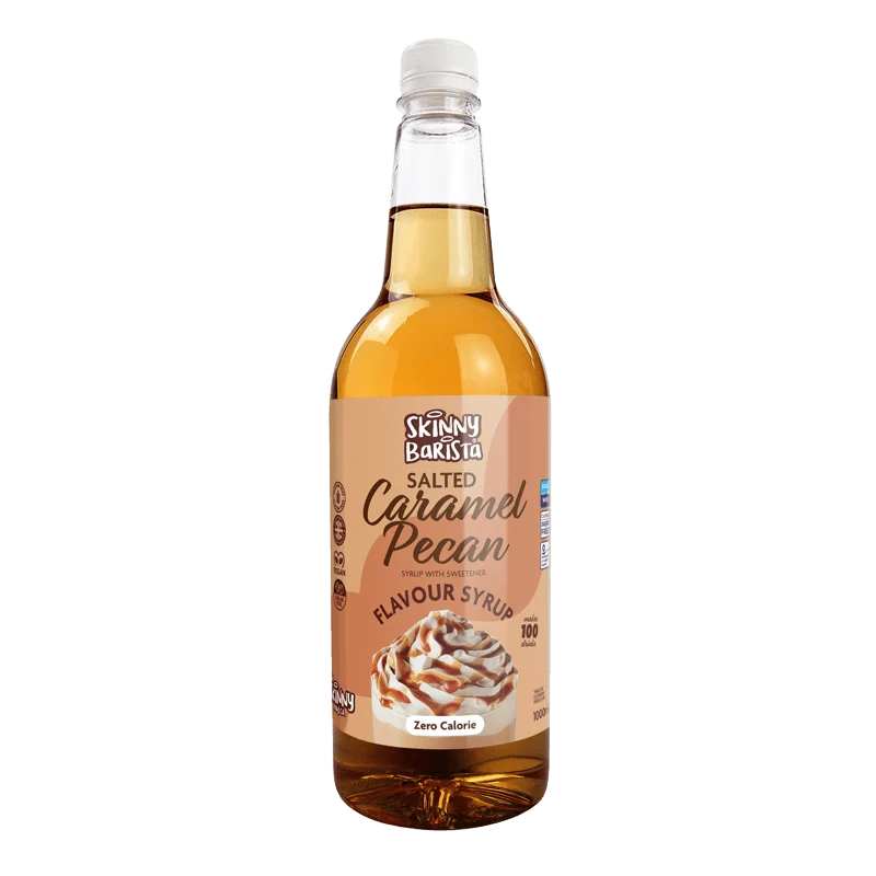 Skinny Barista Saltet Karamel Pecan Smagssirup - Nul Kalorier Sukkerfri Skinny Kaffe - 1 Liter