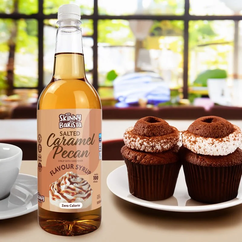 Skinny Barista Saltet Karamel Pecan Smagssirup - Nul Kalorier Sukkerfri Skinny Kaffe - 1 Liter