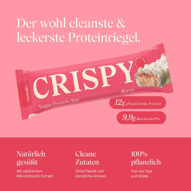 CRISPY veganer Proteinriegel - Berry (12er Pack)