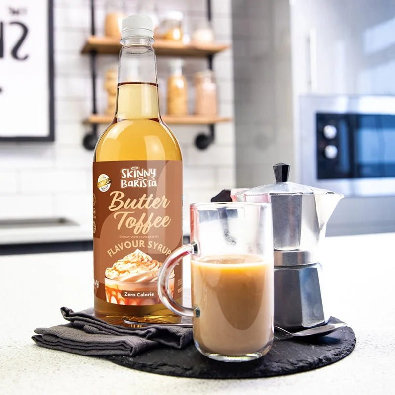 Skinny Barista Butter Toffee Flavor Sirup - Sukkerfri Skinny Coffee Sirup - 1 liter (Limited Edition)