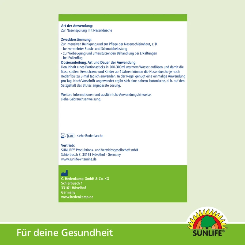 SUNLIFE Nasendusche & Nasenspülsalz (10 Sticks)