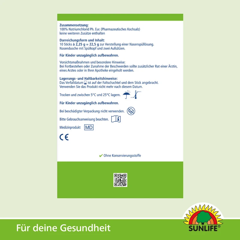 SUNLIFE Nasendusche & Nasenspülsalz (10 Sticks)