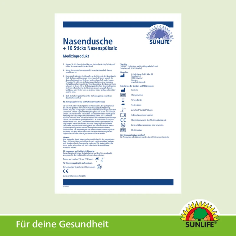SUNLIFE Nasendusche & Nasenspülsalz (10 Sticks)