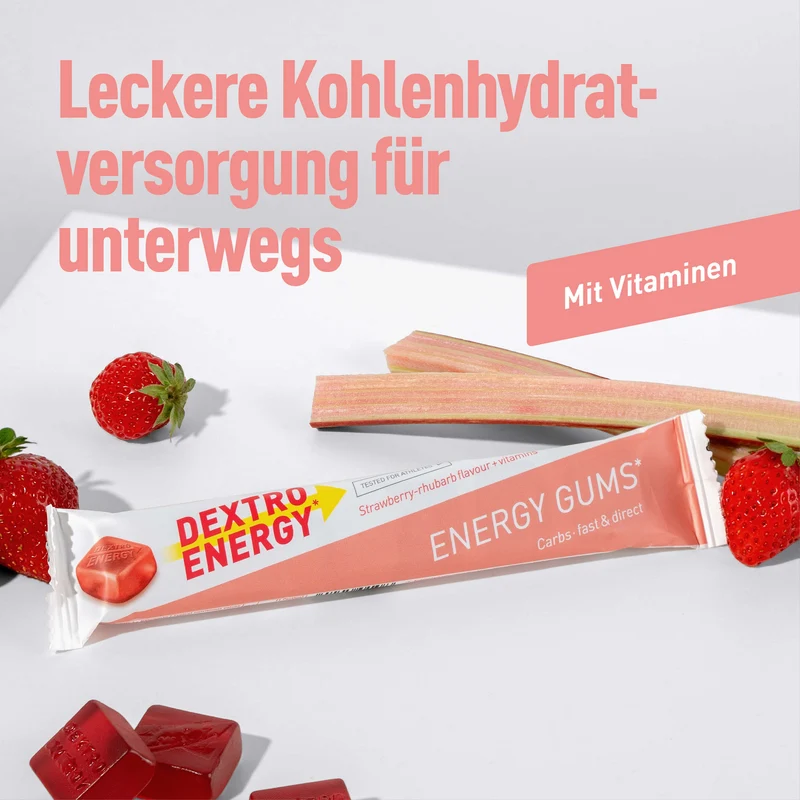 Energy Gums* Strawberry-rhubarb + vitamins