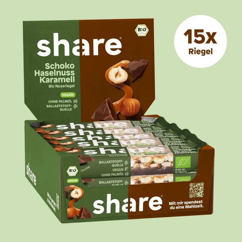 Bio Nussriegel Schoko Haselnuss Karamell