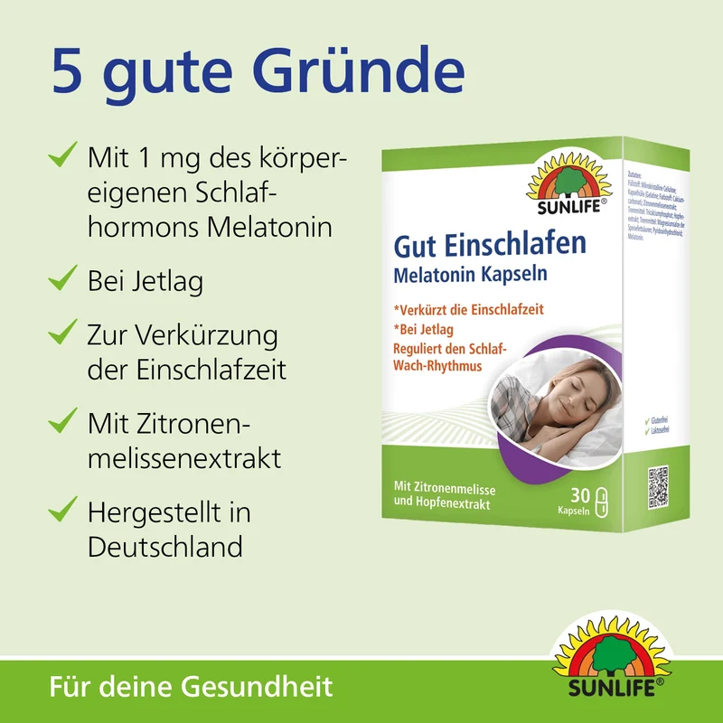 SUNLIFE Melatonin Gut Einschlafen Kapseln (30 Stk.)