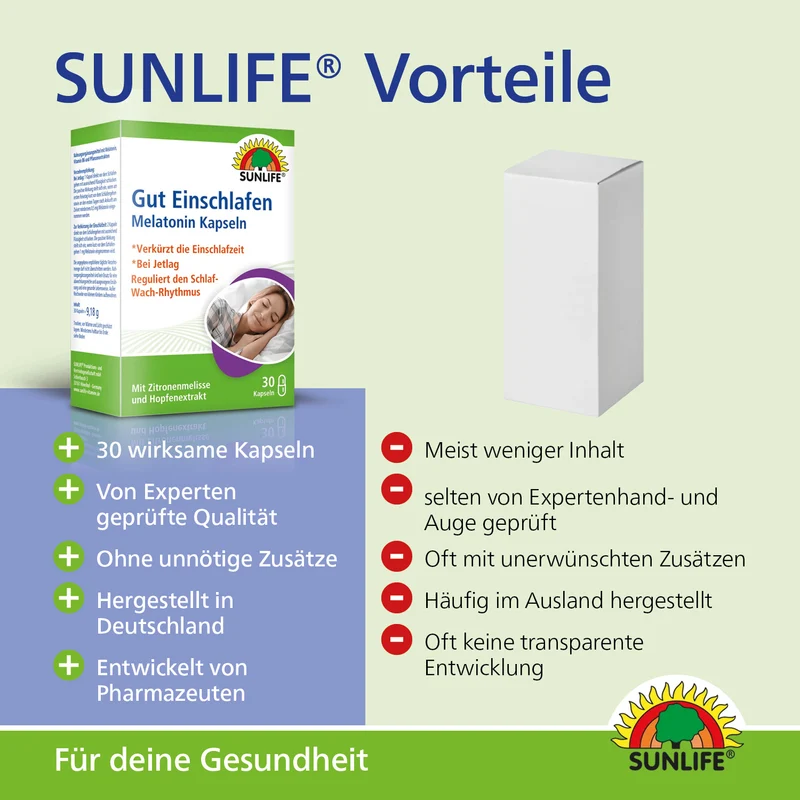 SUNLIFE Melatonin Gut Einschlafen Kapseln (30 Stk.)