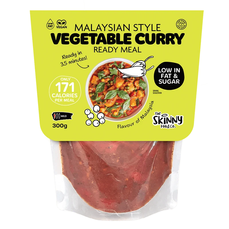 Malaysisches Gemüsecurry mit fettarmer Konsistenz, 171 Kalorien, Fertiggericht - 300 g (auch im 10er-Pack erhältlich)