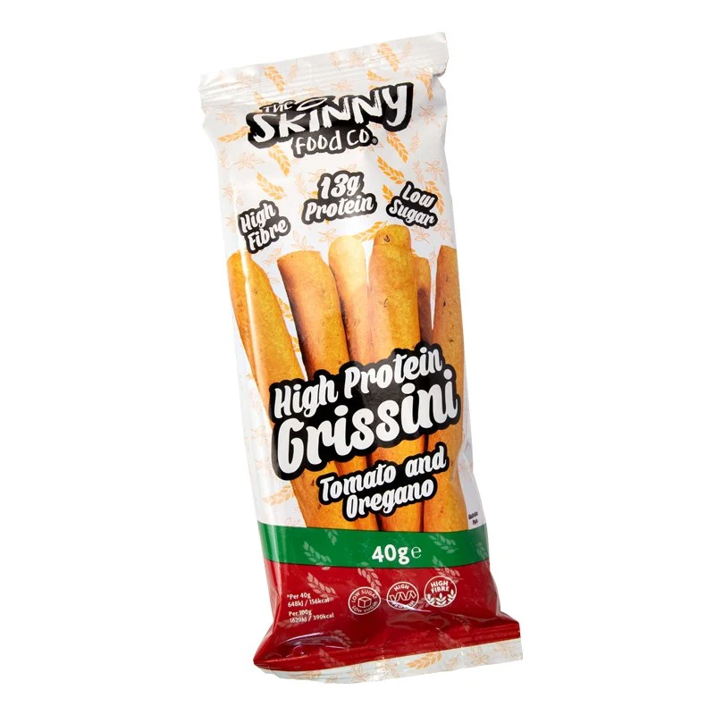 (Sonderangebot, Mindesthaltbarkeitsdatum überschritten: 26. Mai) Schlanke, proteinreiche Grissini mit Tomaten und Oregano, 40 g