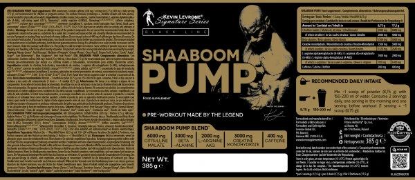 Kevin Levrone SHAABOOM PUMP (385g), Beta-Alanin, Kreatin-Monohydrat, L-Arginin Pulver