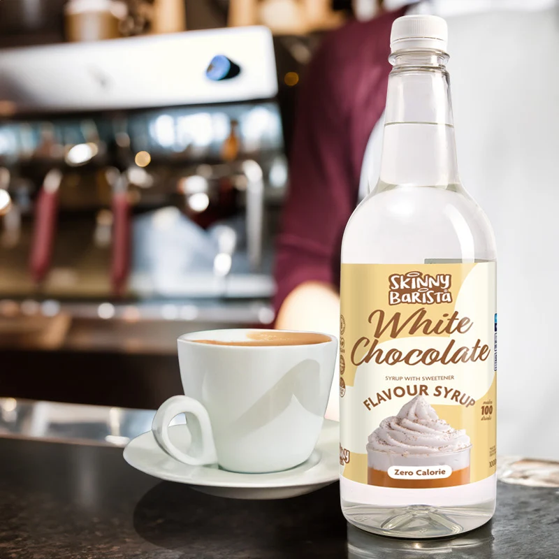 Skinny Barista Sirup mit weißem Schokoladengeschmack – Kalorienfreier, zuckerfreier Skinny Coffee – 1 Liter