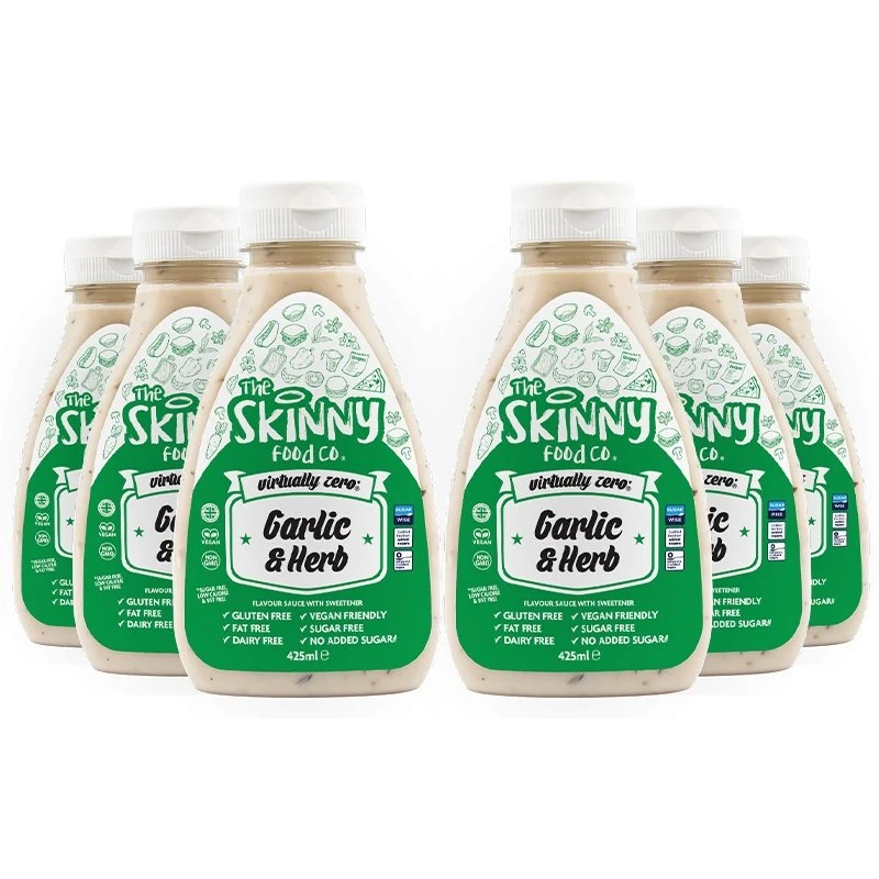 Dip-Sauce mit Knoblauch- und Kräutergeschmack – Zuckerfreie, kalorienarme Sauce – 425 ml x 6 Stück