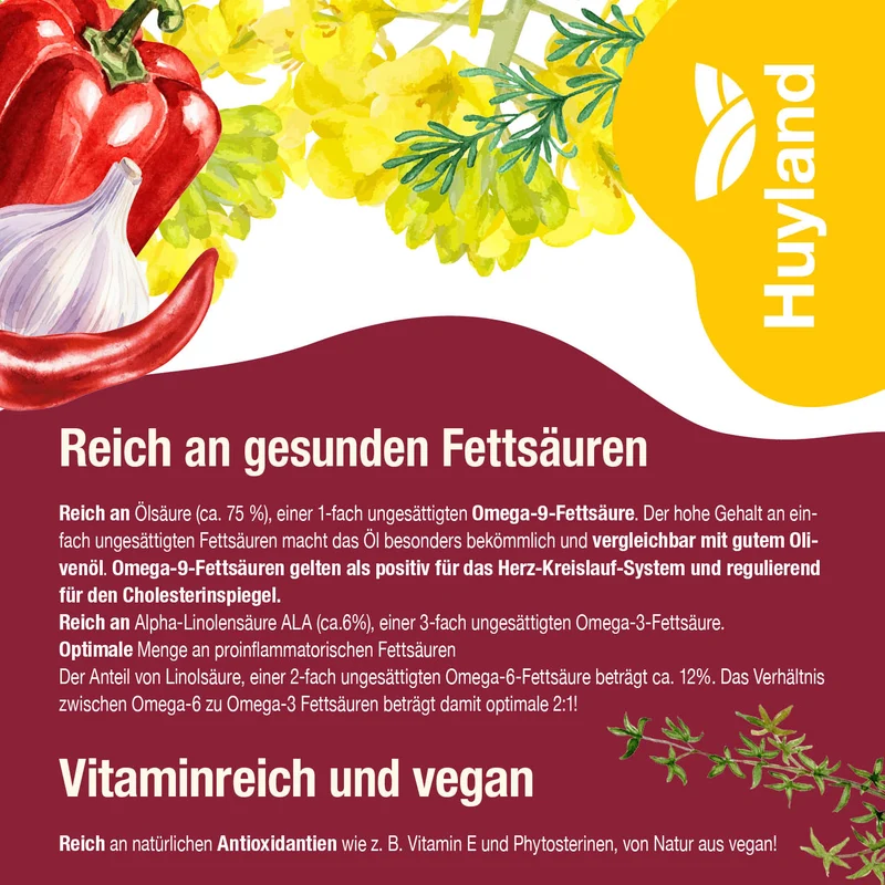 Huyland Harzer Rapsöl für BBQ und Grill (250 ml)