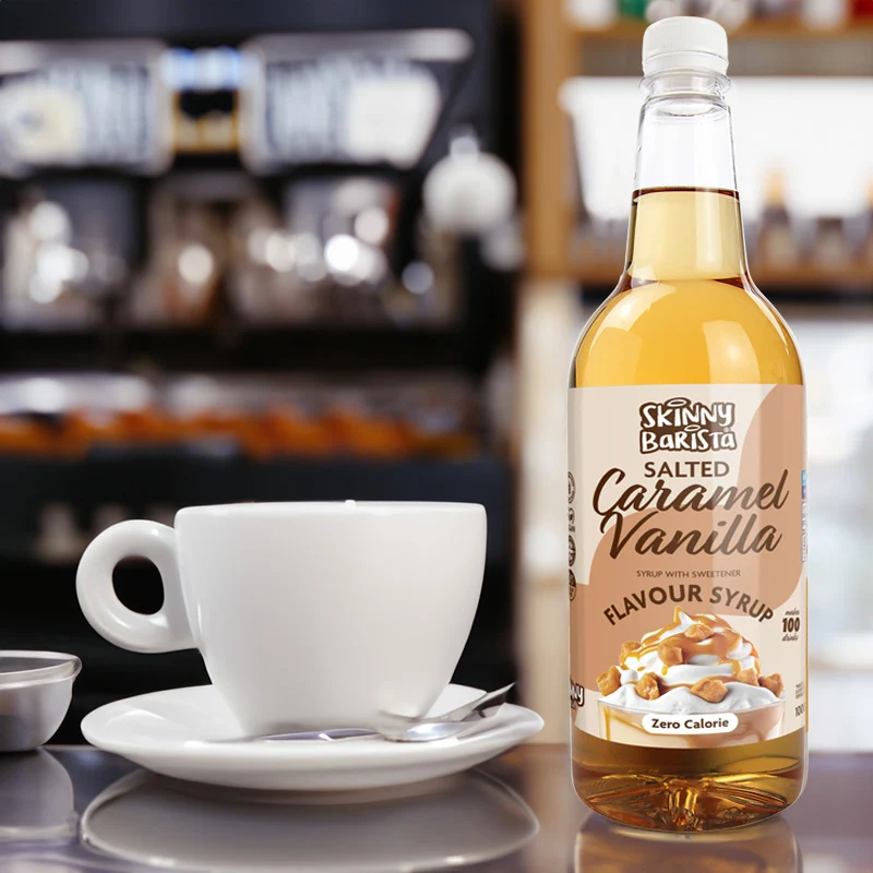 Skinny Barista Saltet Karamel Vaniljesirup - Kaloriefri Skinny Kaffe - 1 Liter
