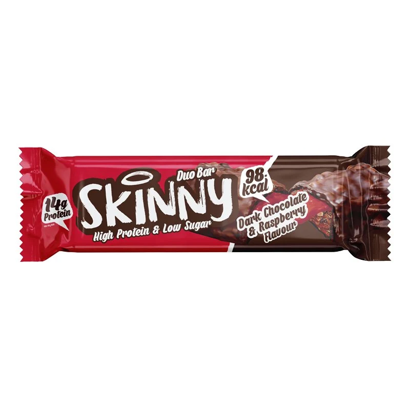 Mørk chokolade hindbærsmag Skinny højprotein lavsukker Duo Bar - 60g