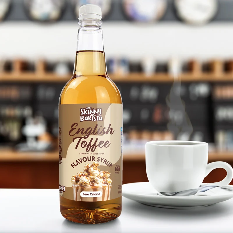 Skinny Barista Sirup mit englischem Toffee-Geschmack – Kalorienfreier, zuckerfreier Skinny Coffee – 1 Liter