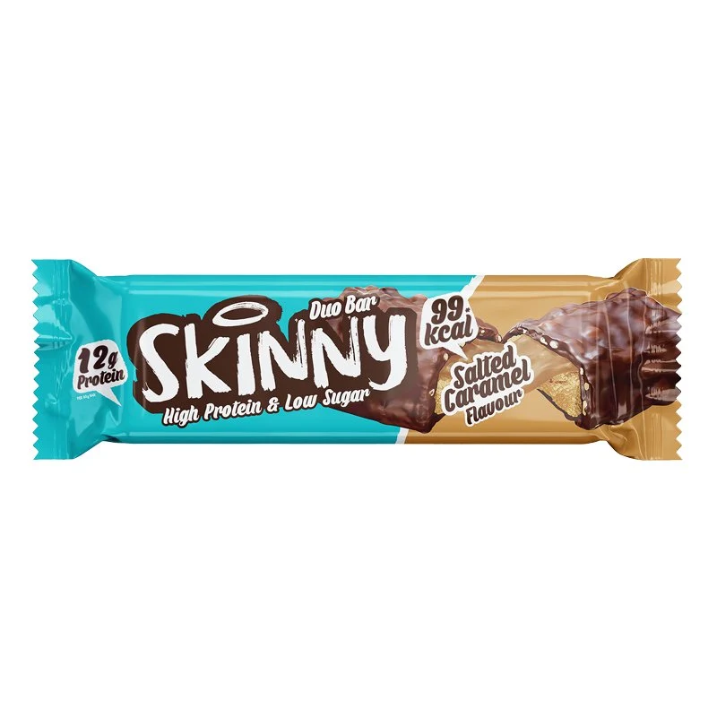 Skinny-Riegel mit gesalzenem Karamellgeschmack, hohem Proteingehalt und niedrigem Zuckergehalt – 60 g