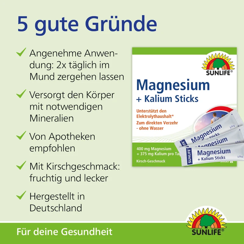 SUNLIFE Magnesium + Kalium (20 Sticks)
