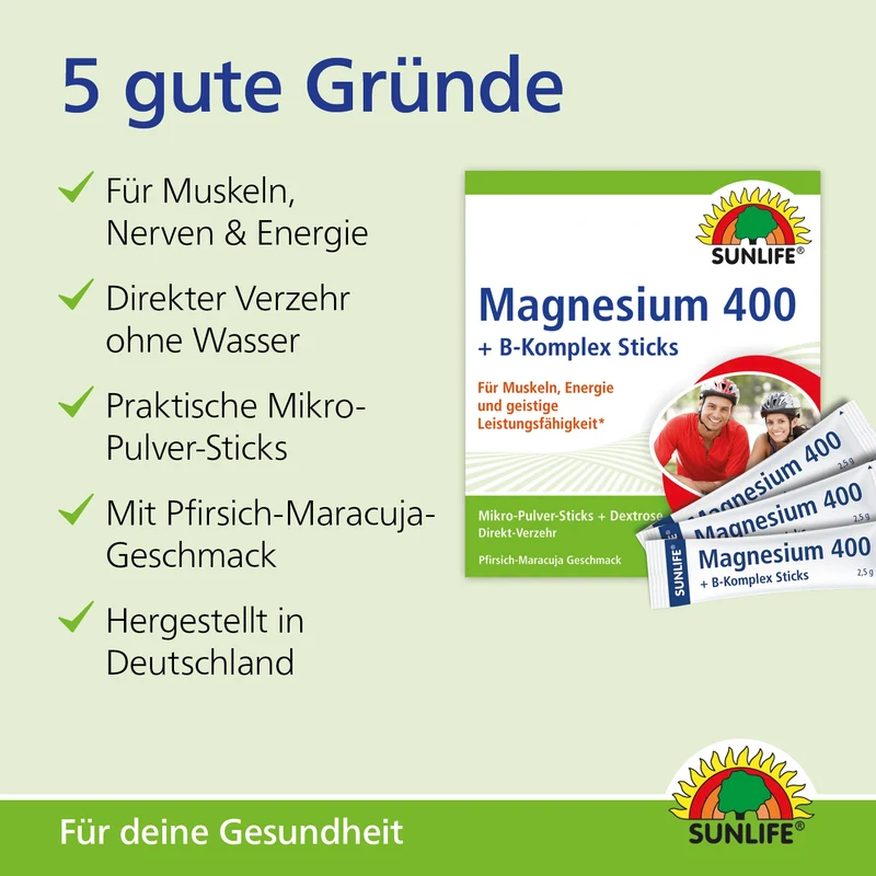 SUNLIFE Magnesium 400 + B-Komplex (20 Sticks)