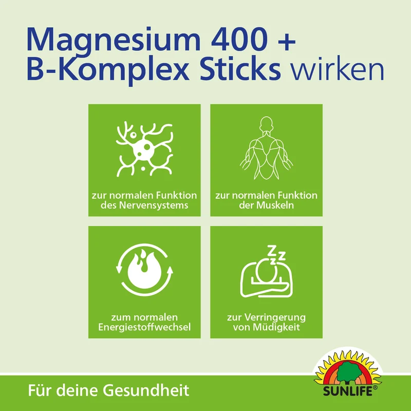 SUNLIFE Magnesium 400 + B-Komplex (20 Sticks)