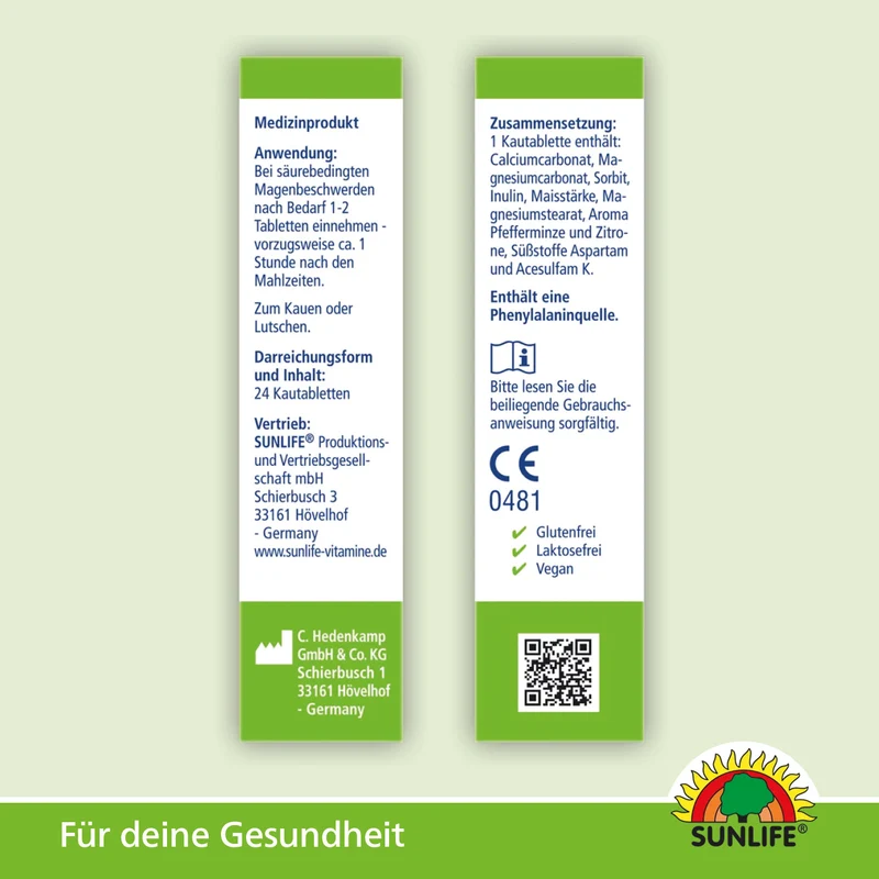 SUNLIFE Sodbrennen Akut Kautabletten (24 Stk.)