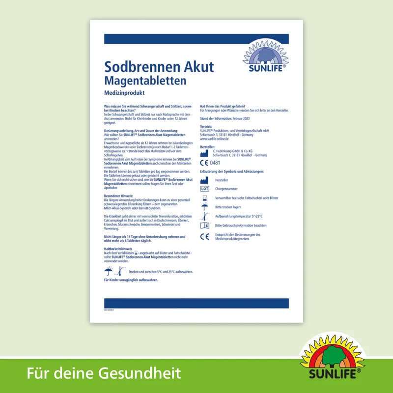 SUNLIFE Sodbrennen Akut Kautabletten (24 Stk.)