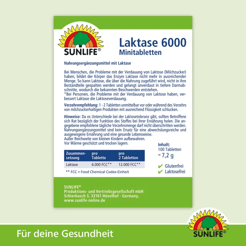 SUNLIFE Laktase 6.000 FCC Klickspender (100 Stk.)