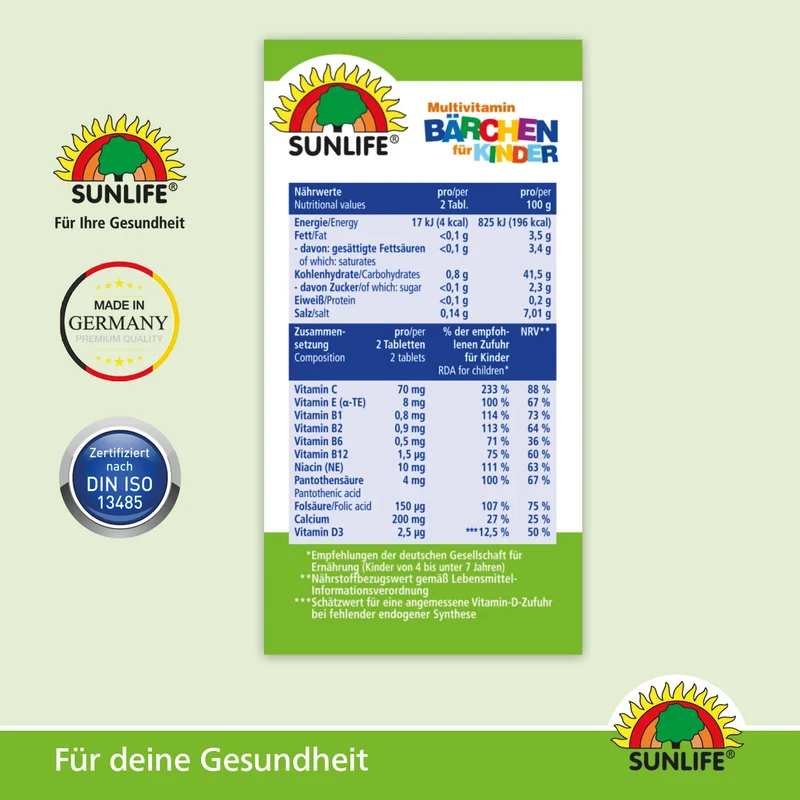 SUNLIFE Multivitamin Bärchen Lutschtabletten (60 Stk.)