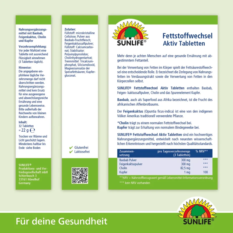 SUNLIFE Fettstoffwechsel Aktiv Tabletten (32 Stk.)