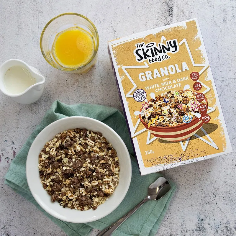 Dünnes Granola – Granola aus weißer Milch und dunkler Schokolade, 250 g