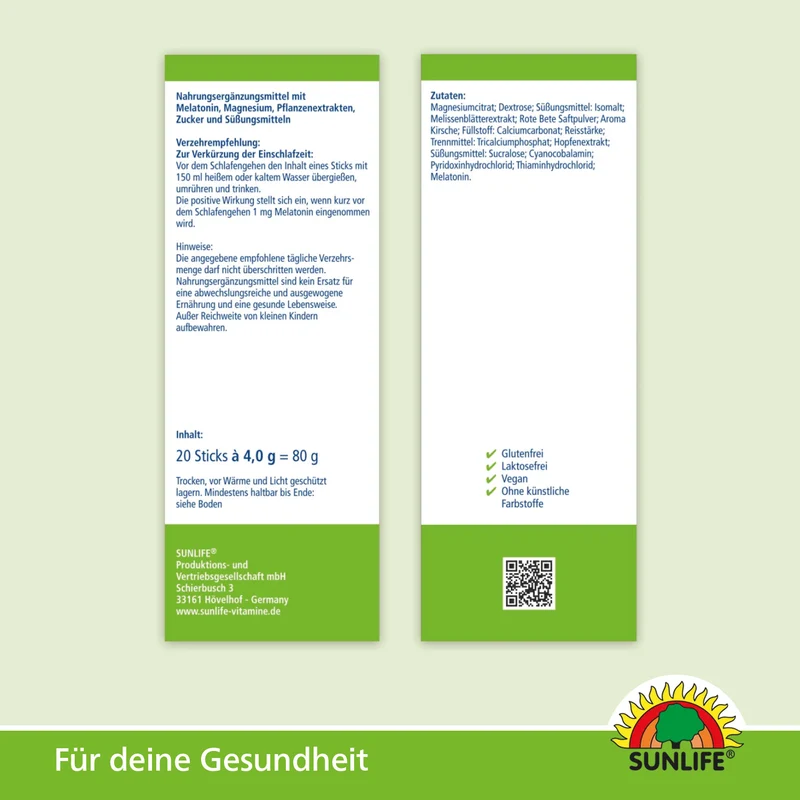 SUNLIFE Melatonin Heißgetränk (20 Sticks)