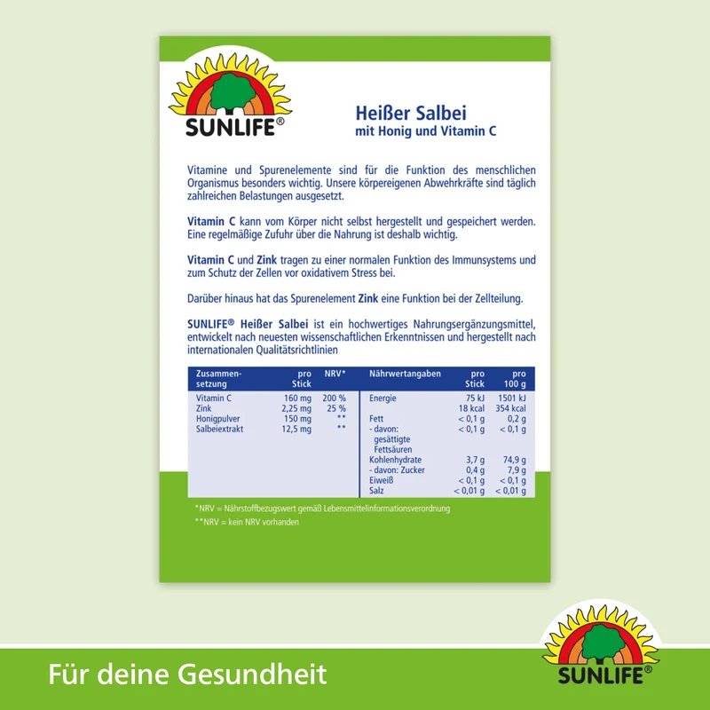 SUNLIFE Heißer Salbei + Honig (20 Sticks)