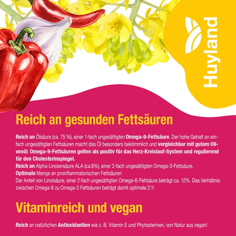 Huyland Harzer Rapsöl für Grillgemüse und Steaks (250 ml)